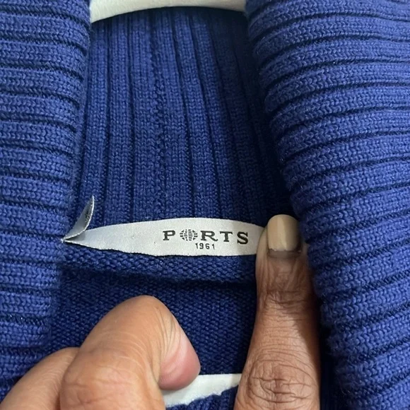 Ports 1961 Women’s Blue Long Sleeve Cowl neck Sweater Size Medium Wool - Picture 7 of 11